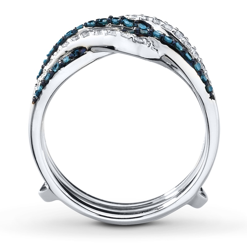Main Image 2 of Previously Owned Diamond Enhancer Ring 1/2 ct tw Blue/White 14K White Gold - Size 8