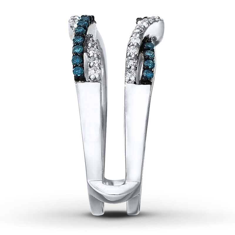 Main Image 3 of Previously Owned Diamond Enhancer Ring 1/2 ct tw Blue/White 14K White Gold - Size 8