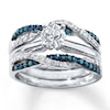 Thumbnail Image 4 of Previously Owned Diamond Enhancer Ring 1/2 ct tw Blue/White 14K White Gold - Size 8