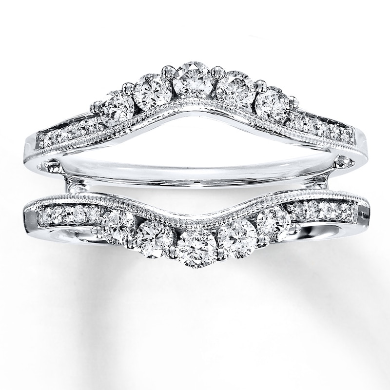 Main Image 1 of Previously Owned Diamond Enhancer Ring 5/8 ct tw Round-cut 14K White Gold - Size 3.75