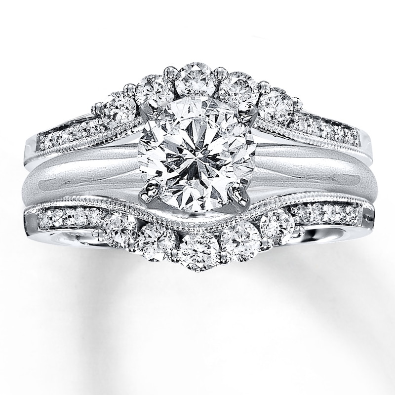 Main Image 2 of Previously Owned Diamond Enhancer Ring 5/8 ct tw Round-cut 14K White Gold - Size 3.75
