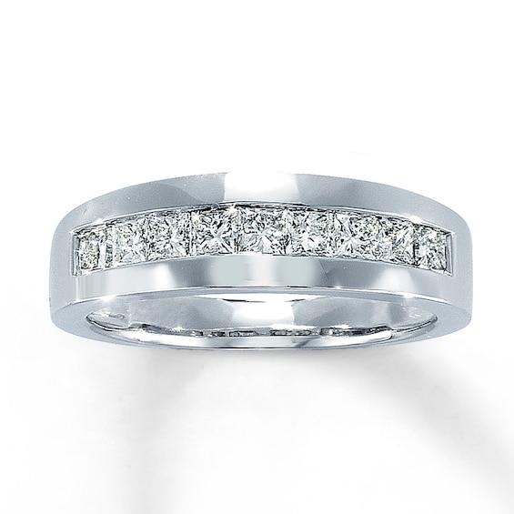 Previously Owned Men's Diamond Band 1-1/2 ct tw Square-cut 14K White Gold Size 13