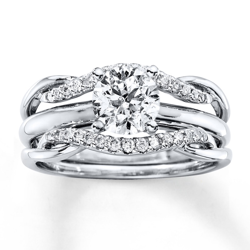 Main Image 4 of Previously Owned Diamond Enhancer Ring 1/5 ct tw Round-cut 14K White Gold Size 5
