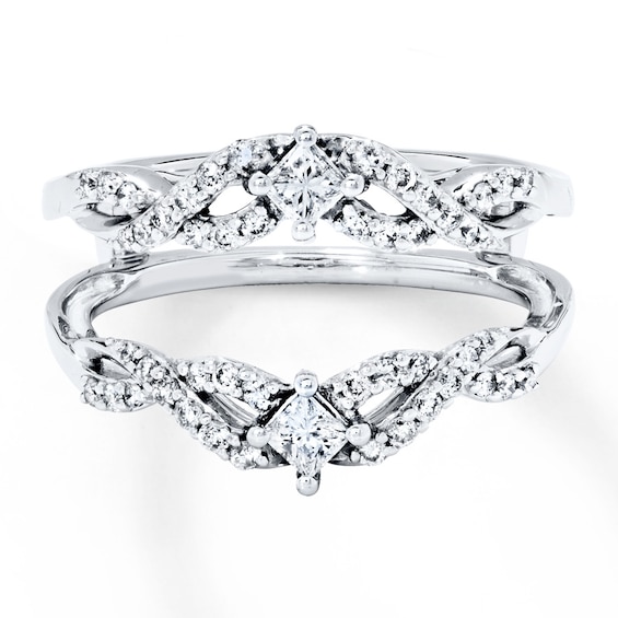 Previously Owned Diamond Enhancer Ring 1/2 ct tw Round & Princess-cut 14K White Gold 10.5