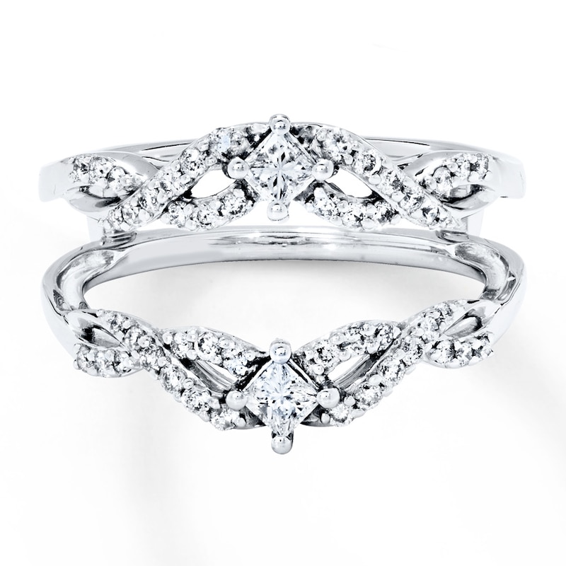 Main Image 1 of Previously Owned Diamond Enhancer Ring 1/2 ct tw Round & Princess-cut 14K White Gold Size 10.5