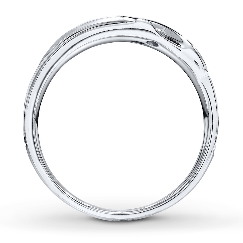 Main Image 2 of Previously Owned Men's Diamond Band 1/4 ct tw Round-cut 10K White Gold - Size 5.5