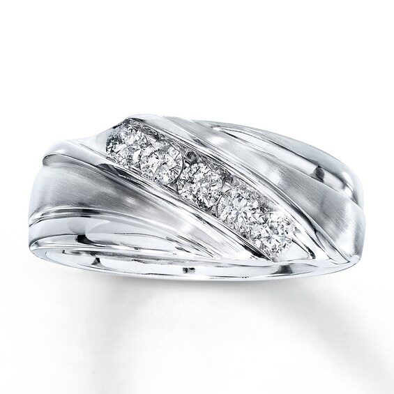 Previously Owned Men's Diamond Ring 1/2 ct tw Round-cut 10K White Gold Size 8