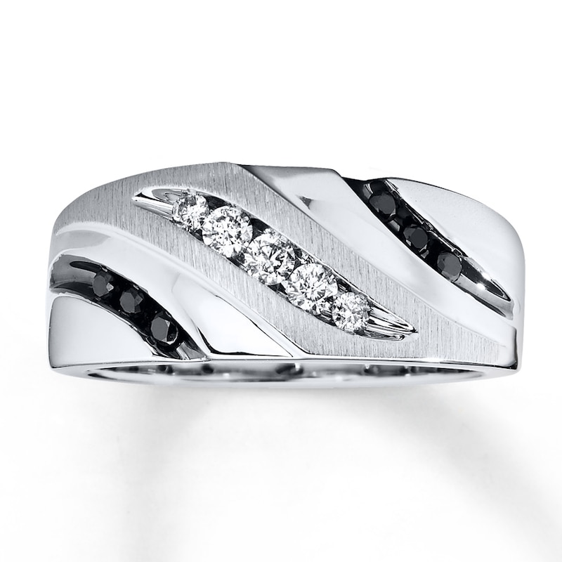 Main Image 1 of Previously Owned Men's Diamond Wedding Band 1/3 ct tw Round-cut 10K White Gold - Size 12