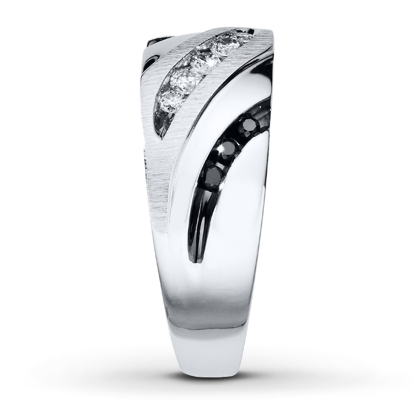 Main Image 3 of Previously Owned Men's Diamond Wedding Band 1/3 ct tw Round-cut 10K White Gold - Size 12