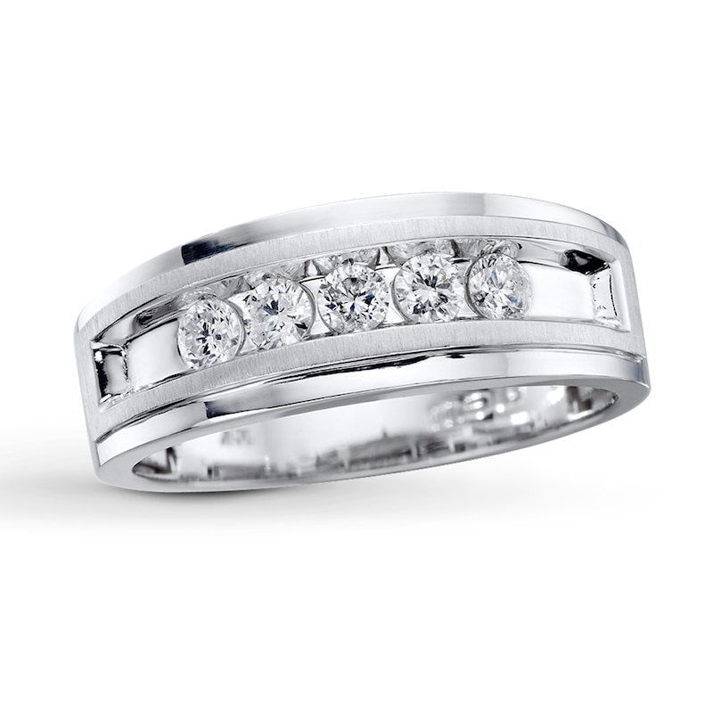 Main Image 1 of Previously Owned Men's Wedding Band 1/2 ct tw Round-cut Diamonds 10K White Gold - Size 13