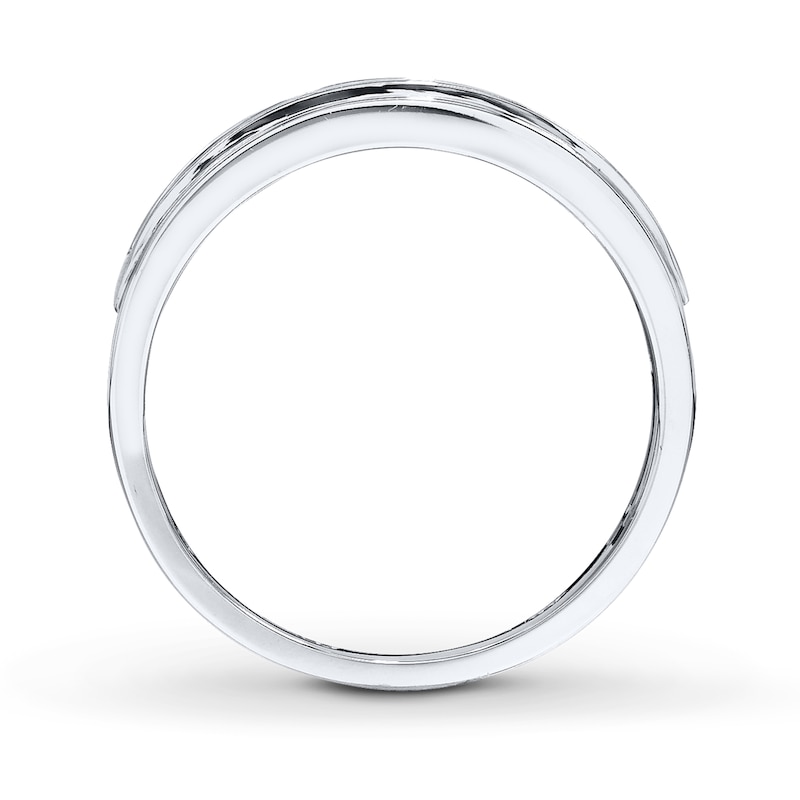 Main Image 2 of Previously Owned Men's Wedding Band 1/2 ct tw Round-cut Diamonds 10K White Gold - Size 13