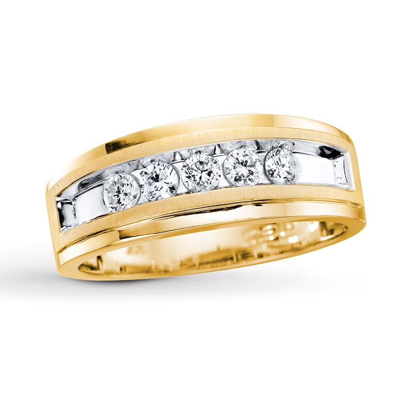 Main Image 1 of Previously Owned Men's Diamond Wedding Band 1/2 ct tw Round-cut 10K Yellow Gold Size 13