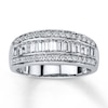 Previously Owned Diamond Anniversary Band 3/4 ct tw Baguette & Round-cut 14K White Gold