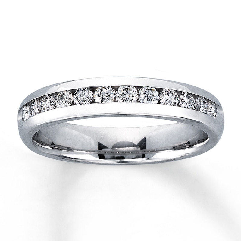 Main Image 1 of Previously Owned Diamond Anniversary Ring 1/2 ct tw Round-cut 14K White Gold - Size 3.75