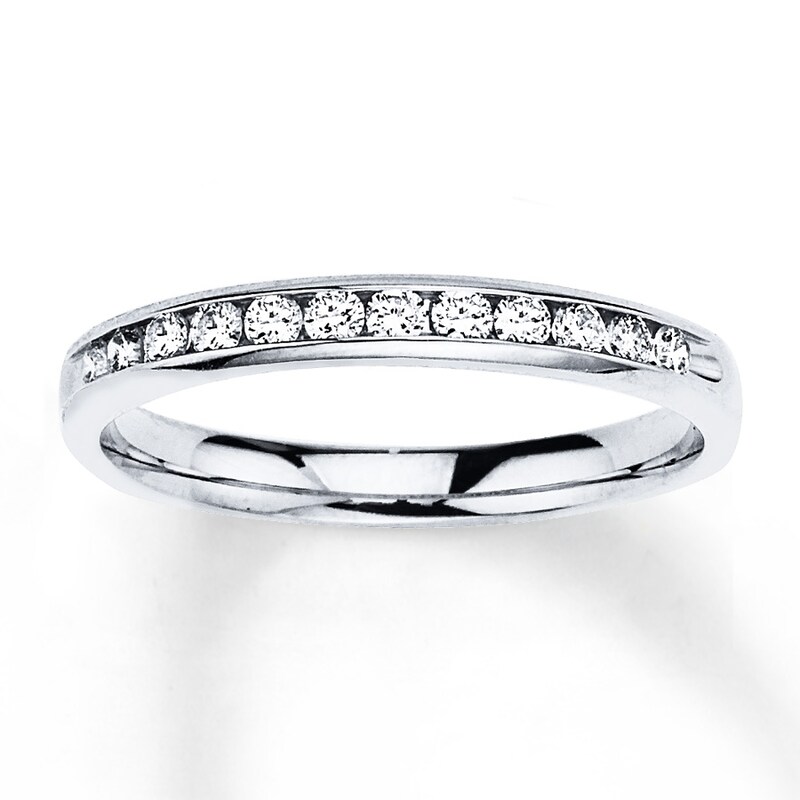 Main Image 1 of Previously Owned Diamond Band 1/4 ct tw Round-cut 10K White Gold Size 4