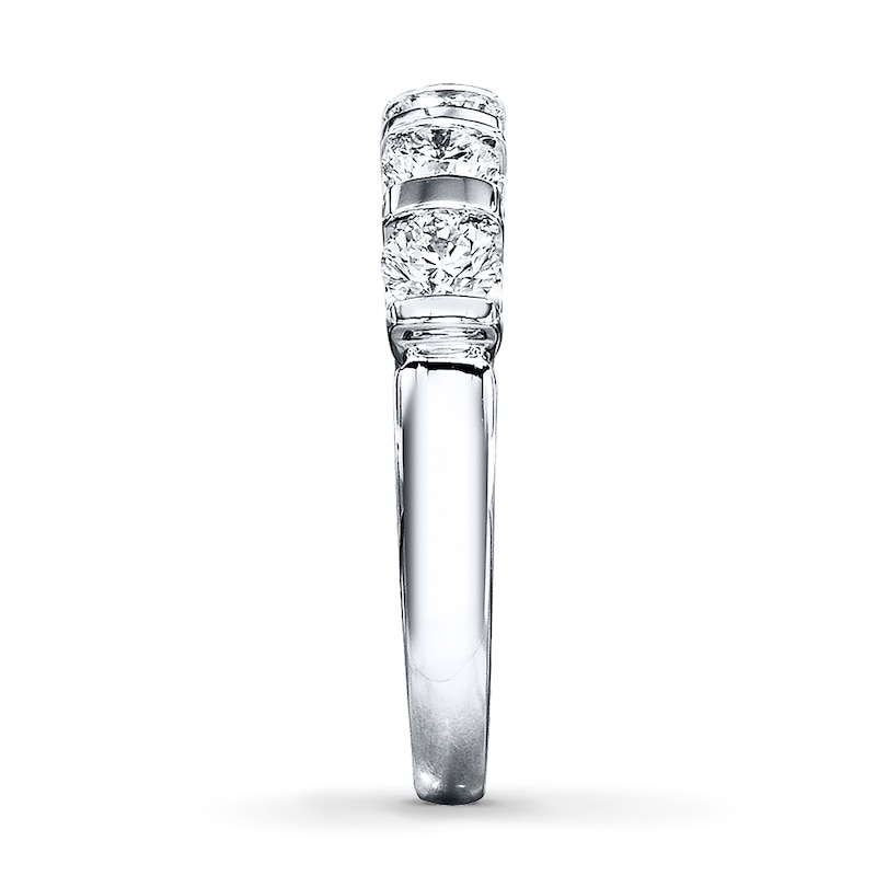 Main Image 3 of Previously Owned THE LEO Diamond Band 1 ct tw Round-cut 14K White Gold - Size 4