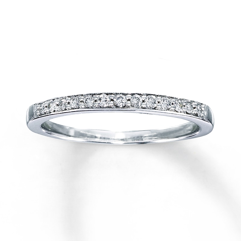 Main Image 1 of Previously Owned Diamond Anniversary Band 1/8 ct tw Round-cut 10K White Gold - Size 10