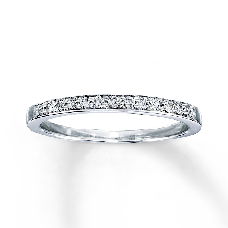 Main Image 1 of Previously Owned Diamond Anniversary Band 1/8 ct tw Round-cut 10K White Gold Size 10.25