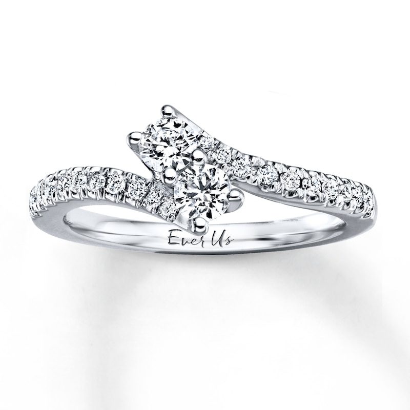 Main Image 1 of Previously Owned Ever Us Two-Stone Anniversary Ring 1/2 ct tw Round-cut Diamonds 14K White Gold - Size 4.5