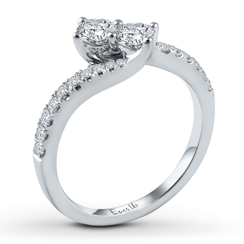 Previously Owned Ever Us Two-Stone Anniversary Ring 1/2 ct tw Round-cut Diamonds 14K White Gold - Size 4.5