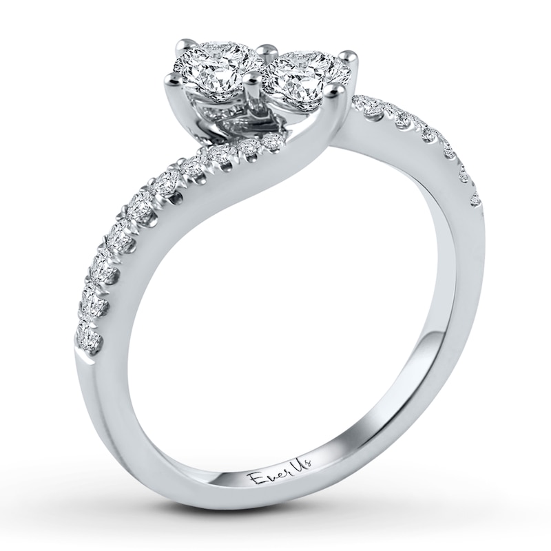 Main Image 2 of Previously Owned Ever Us Two-Stone Anniversary Ring 1/2 ct tw Round-cut Diamonds 14K White Gold - Size 4.5