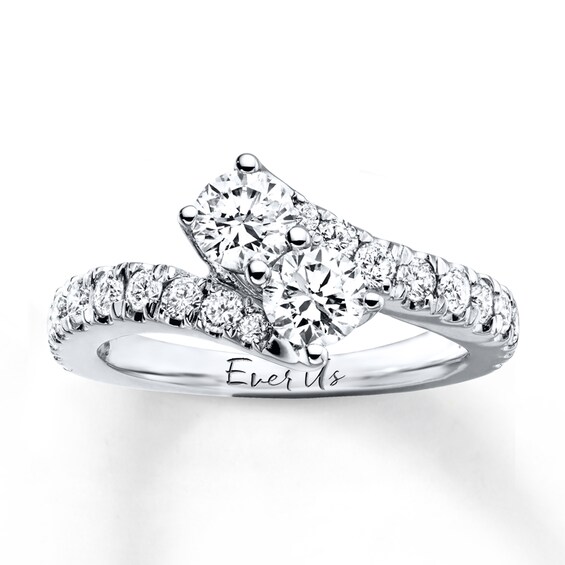 Previously Owned Ever Us Two-Stone Anniversary Ring 1-1/ ct tw Round-cut Diamonds 14K White Gold Size