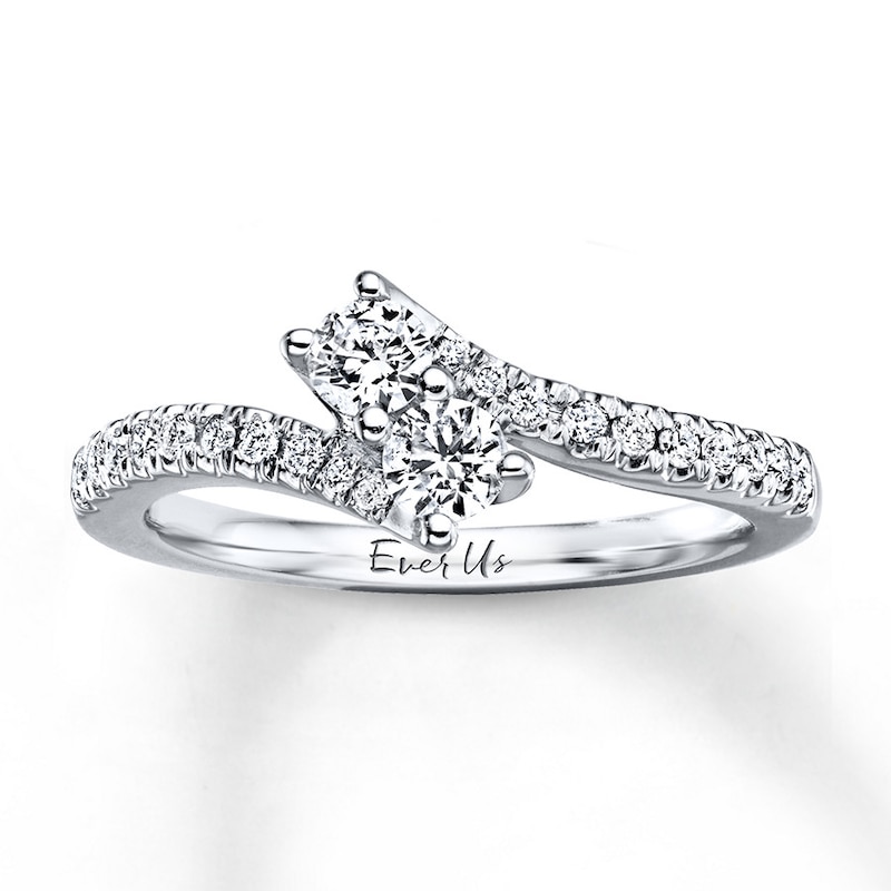 Previously Owned Ever Us Two-Stone Anniversary Ring 1/2 ct tw Round-cut Diamonds 14K White Gold - Size 3.5