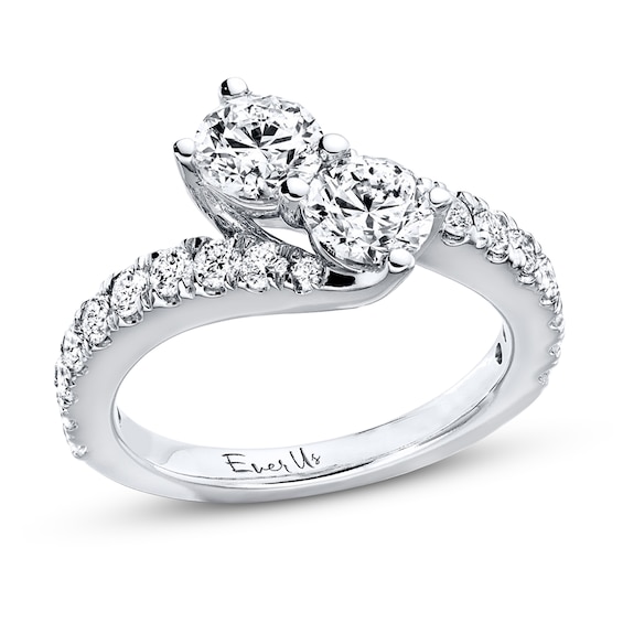 Previously Owned Ever Us Two-Stone Anniversary Ring ct tw Round-cut Diamonds 14K White Gold Size