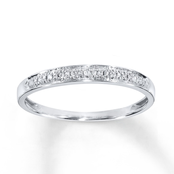 Previously Owned Diamond Accent Anniversary Band 10K White Gold Size 10