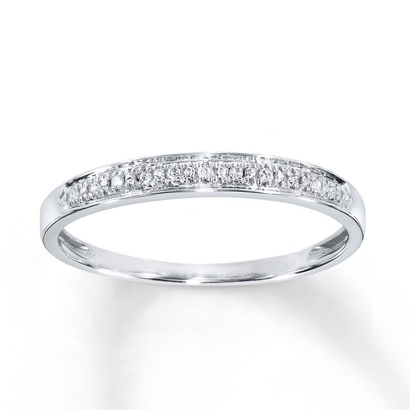 Main Image 1 of Previously Owned Diamond Accent Anniversary Band 10K White Gold - Size 10