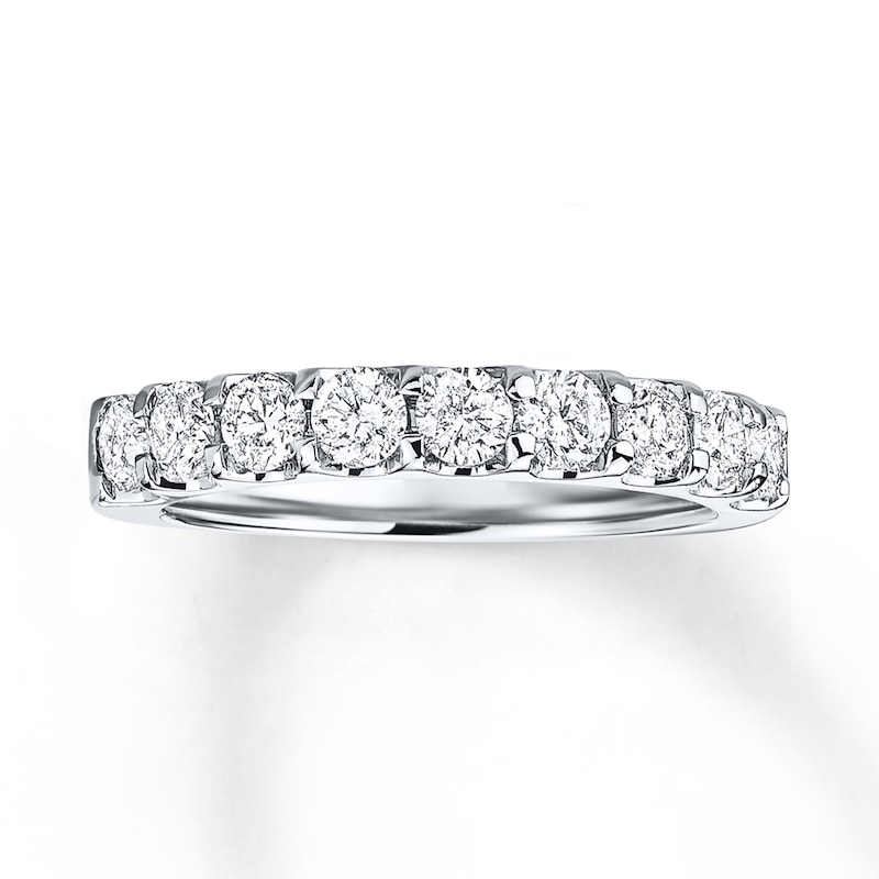 Main Image 1 of Previously Owned Diamond Wedding Band 1 ct tw Round-cut 14K White Gold - Size 5