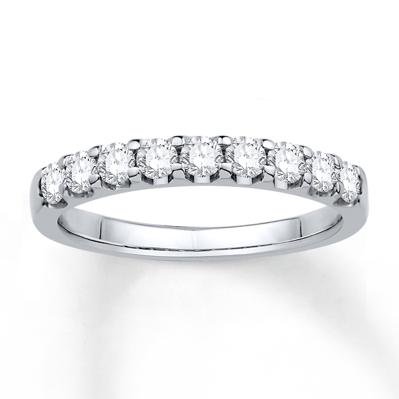 Main Image 1 of Previously Owned Diamond Wedding Band 1/2 ct tw Round-cut 14K White Gold Size 4