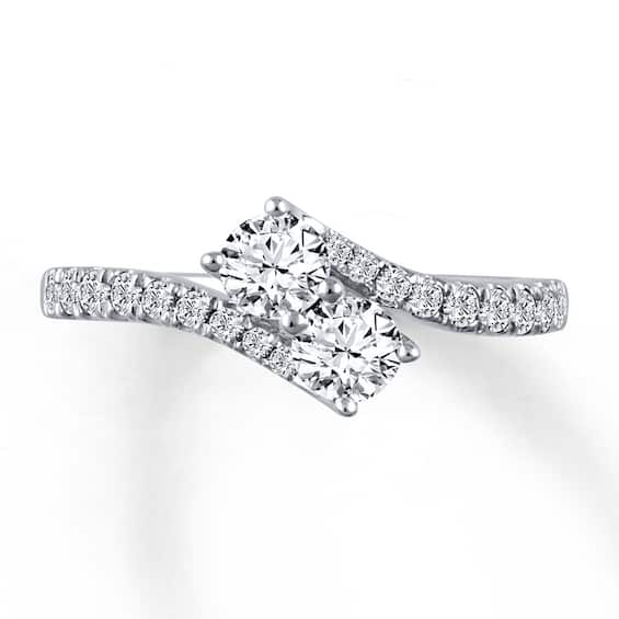 Previously Owned Ever Us Two-Stone Anniversary Ring 1-1/ ct tw Round-cut Diamonds 14K White Gold Size