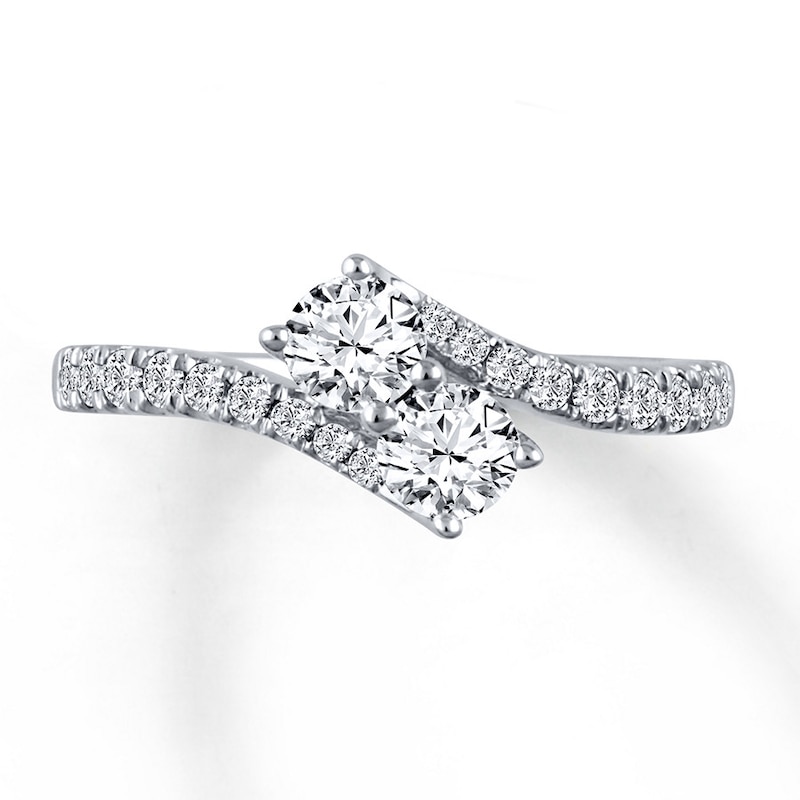 Previously Owned Ever Us Two-Stone Anniversary Ring 1 ct tw Round-cut Diamonds 14K White Gold - Size 3.5