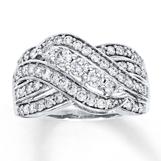 Previously Owned Diamond Ring 1 ct tw Round-cut 10K White Gold Size 10