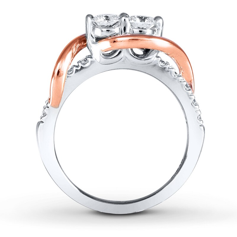 Main Image 2 of Previously Owned Ever Us Two-Stone Anniversary Ring 3/4 ct tw Round-cut Diamonds 14K Two-Tone Gold - Size 9.5