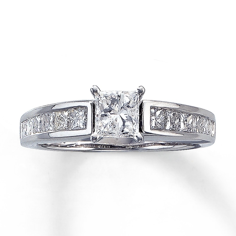 Main Image 1 of Previously Owned Diamond Engagement Ring 1-1/4 ct tw Princess-cut 14K White Gold Size 10