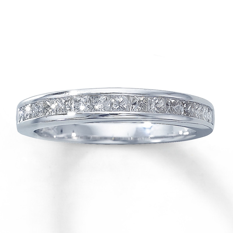 Main Image 1 of Previously Owned Diamond Wedding Band 3/4 ct tw Princess-cut 14K White Gold Size 10.75