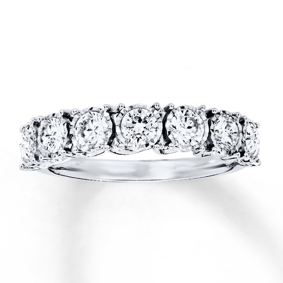 Previously Owned Diamond Anniversary Band 1 ct tw Round-cut 10K White Gold Size