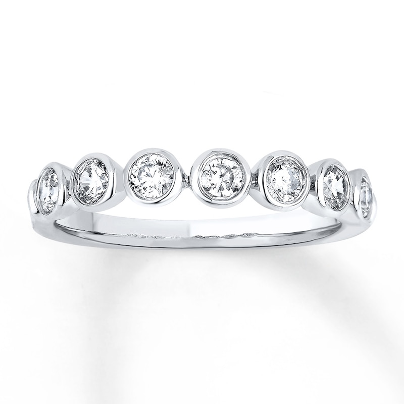 Main Image 1 of Previously Owned Diamond Anniversary Band 1/2 ct tw Bezel-set 14K White Gold Size 8.5
