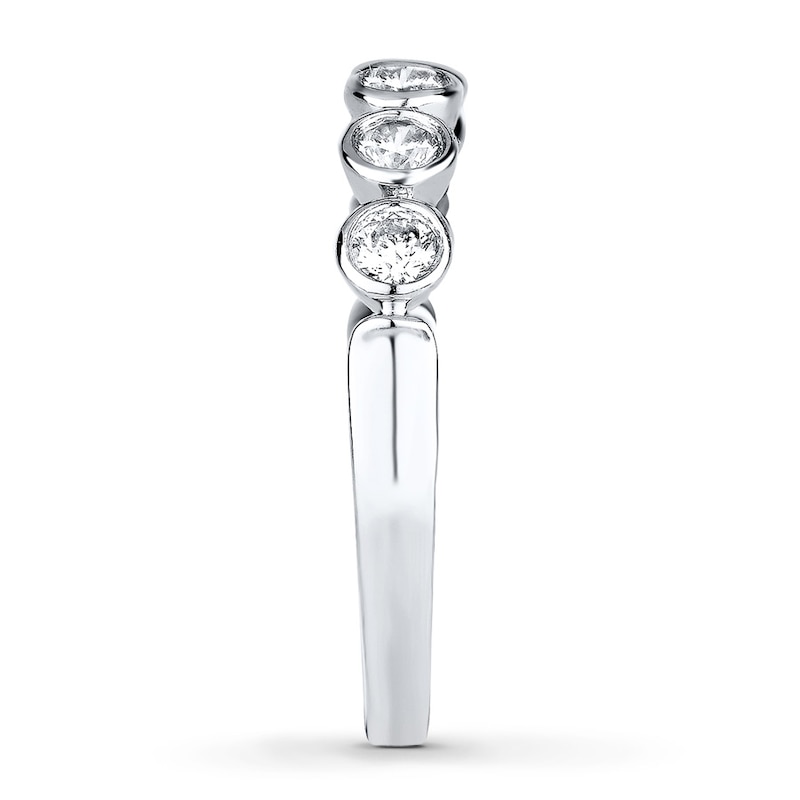 Main Image 3 of Previously Owned Diamond Anniversary Band 1/2 ct tw Bezel-set 14K White Gold Size 8.5