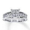 Thumbnail Image 1 of Previously Owned Diamond Engagement Ring 1-3/4 ct tw Princess & Round-cut 14K White Gold - Size 10.5