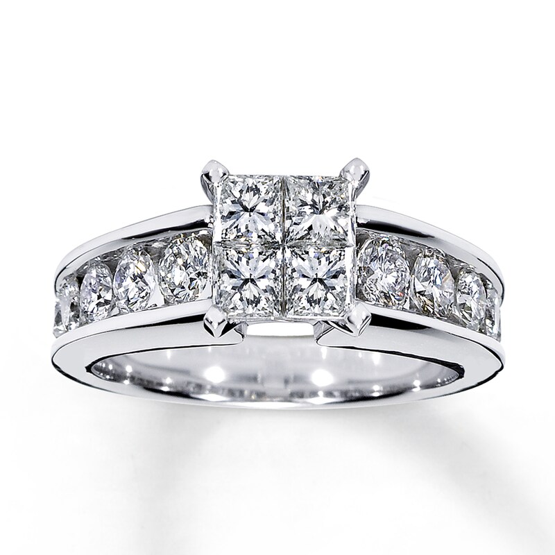 Main Image 1 of Previously Owned Diamond Engagement Ring 1-3/4 ct tw Princess & Round-cut 14K White Gold - Size 10.5