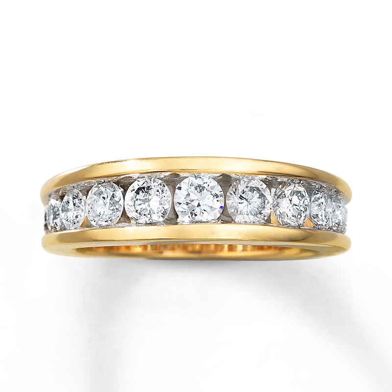 Main Image 1 of Previously Owned Diamond Wedding Band 1-1/5 ct tw Round-cut 14K Yellow Gold - Size 9.5
