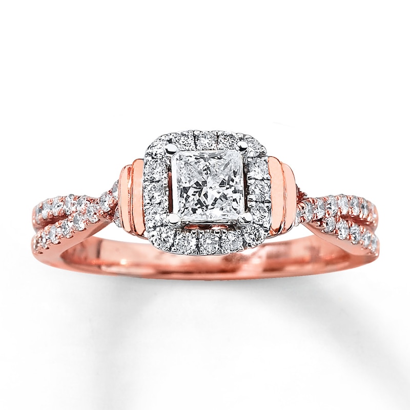 Previously Owned Diamond Engagement Ring 3/4 ct tw Princess-cut 14K Rose Gold - Size 4.25