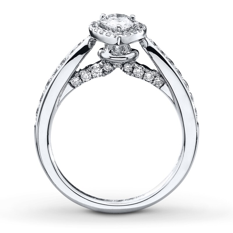 Main Image 2 of Previously Owned Diamond Engagement Ring 1 ct tw Pear & Round-cut 14K White Gold - Size 5