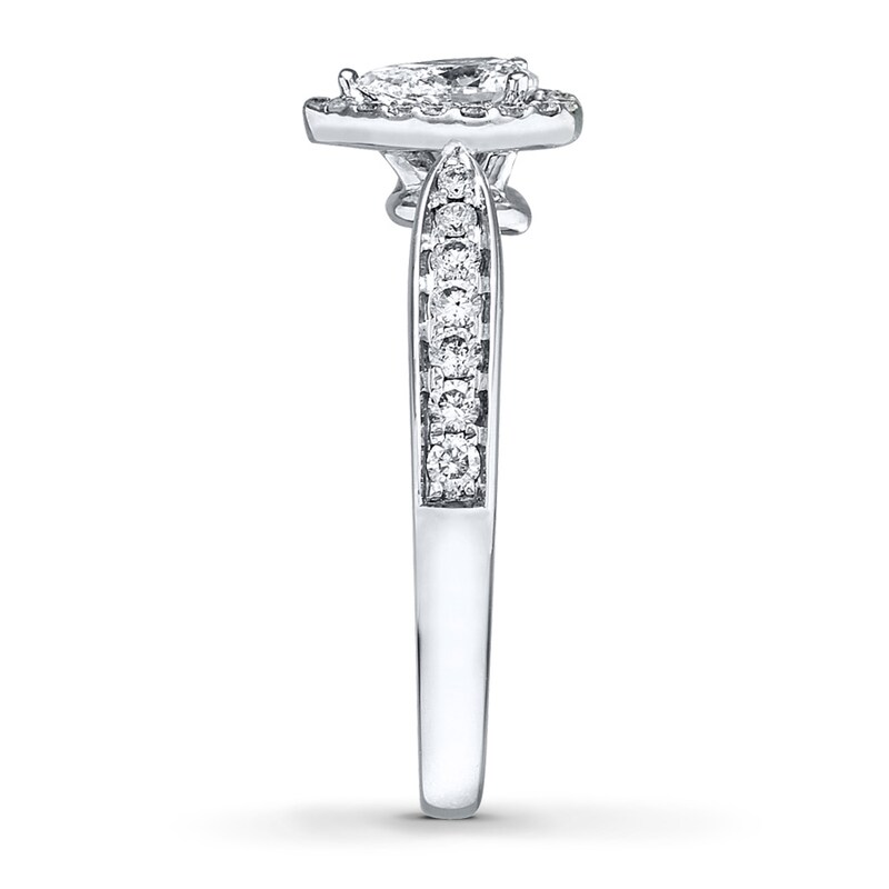 Main Image 3 of Previously Owned Diamond Engagement Ring 1 ct tw Pear & Round-cut 14K White Gold - Size 5