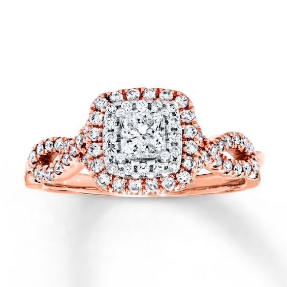 Previously Owned Diamond Engagement Ring 5/8 ct tw Princess & Round-cut 14K Two-Tone Gold Size 10