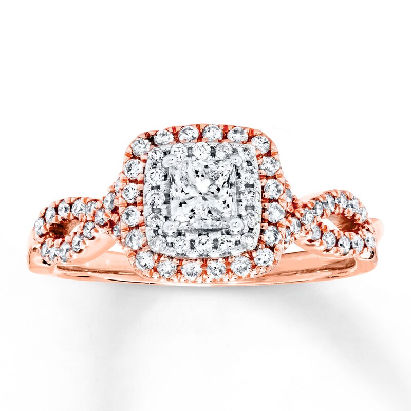 Main Image 1 of Previously Owned Diamond Engagement Ring 5/8 ct tw Princess & Round-cut 14K Two-Tone Gold - Size 10.5