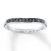 Thumbnail Image 1 of Previously Owned Black Diamonds 1/8 ct tw Round-cut Wedding Band 10K White Gold